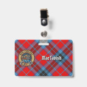 Badge Clan MacTavish Crest sur Tartan (Avant avec clip)