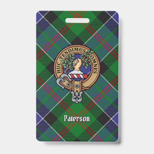 Badge Clan Paterson Crest sur Tartan (Avant)