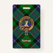 Badge Clan Paterson Crest sur Tartan (Devant)