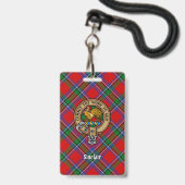 Badge Clan Sinclair Crest sur Red Tartan (Avant avec lanière)
