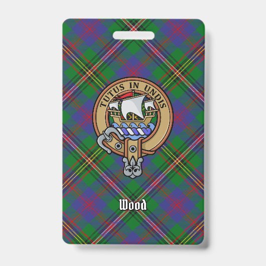 Badge Clan Wood Crest sur Tartan (Avant)