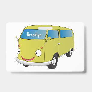 Badge Classic lime green van cartoon