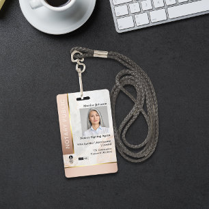 Badge Classic rose et or marbre - ID de notaire personna