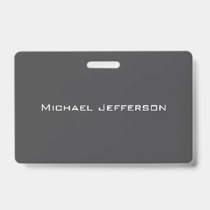 Badge Classique Créatif Tendance Gris foncé & Blanc
