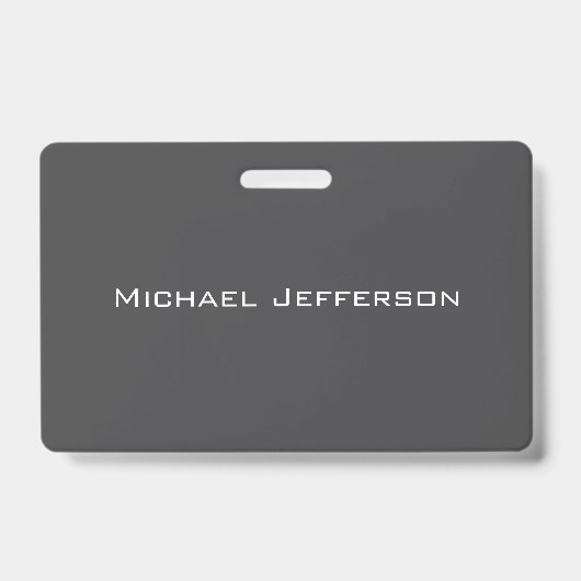 Badge Classique Créatif Tendance Gris foncé & Blanc (Avant)