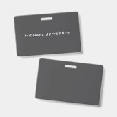 Badge Classique Créatif Tendance Gris foncé & Blanc (Avant & arrière)