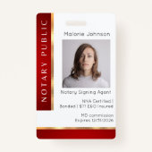 Badge Classy Red & Gold Loan Signer Agent Photo Notaire (Devant)