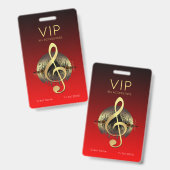 Badge Clé de Sol VIP Accès Illimité Gras Dégradé Or (Avant & arrière)