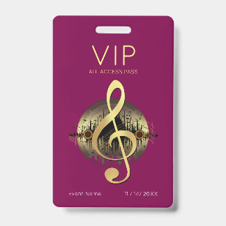 Badge Clé de Sol VIP Or Accès Illimité Bourgogne Profond