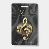 Badge Clé de Sol VIP Or Tout Accès Vague Abstraite (Arrière)