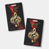 Badge Clé de Sol VIP Tout Accès Rouge Abstrait  (Avant & arrière)