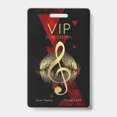 Badge Clé de Sol VIP Tout Accès Rouge Abstrait  (Avant)