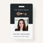 Badge Clé vintage | Code photo de l'employé immobilier (Devant)