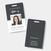Badge Clé vintage | Code photo de l'employé immobilier (Avant & arrière)