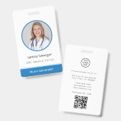 Badge Clinique professionnelle Nom de l'employé de l'hôp (Avant & arrière)