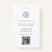 Badge Clinique professionnelle Nom de l'employé de l'hôp (Dos)