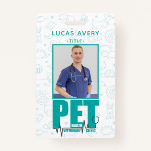 Badge Clinique vétérinaire photo moderne bleu