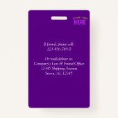 BADGE CLIP EN MÉTAL DE MARQUE INDIGO MODERNE ET ÉLÉGANT (Dos)