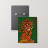 Badge Cloisonne Art Tiger on the Jungle Path (Recto/Verso)