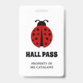 Badge coccinelles Prof Hall Coccinelle Pass (Arrière)