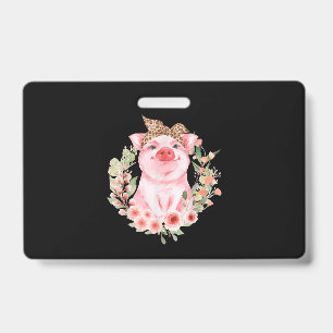 Badge Cochon Avec Fleur De Bandeau Léopard Cochon Mignon