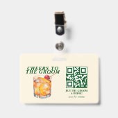 Badge Cocktail Old Fashioned Week-end de célibataire (Face avec clip)