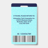 Badge Code à barres du logo de la photo de l'employé per (Arrière)