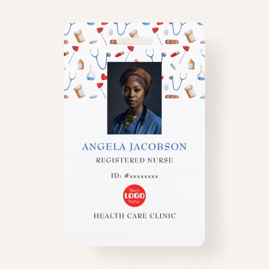 Badge Code à barres du logo des soins infirmiers autoris (Devant)