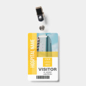Badge Code à barres du visiteur jaune, logo ID (Avant avec clip)