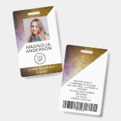 Badge Code à Barres Logo Photo d'Employé en Métal (Avant & arrière)