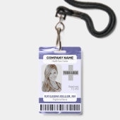 Badge Code à barres Modèle photo bleu violet marbre bleu (Avant avec lanière)
