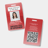 Badge Code à barres QR de la photo d'identité de l'emplo (Avant & arrière)