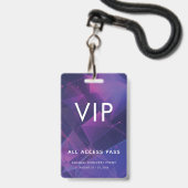 Badge Code à barres VIP personnalisé géométrique violet (Avant avec lanière)