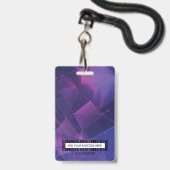 Badge Code à barres VIP personnalisé géométrique violet (Arrière avec lanière)