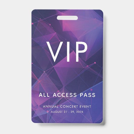 Badge Code à barres VIP personnalisé géométrique violet (Avant)