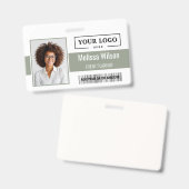 Badge Code barre Code QR Logo d'entreprise personnalisé  (Avant & arrière)