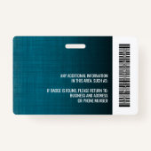 Badge Code-barre du logo de l'ID photo de l'employé lin  (Dos)