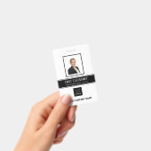 Badge Code barre employé Logo nom Scanner Blanc Vertical (Manuel / portable)