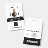 Badge Code barre employé Logo nom Scanner Blanc Vertical (Avant & arrière)