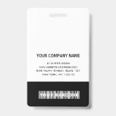 Badge Code barre employé Logo nom Scanner Blanc Vertical (Arrière)