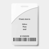 Badge Code barre ID Code cercle gris simple Photo Logo (Arrière)