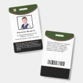 Badge Code barre personnalisé avec photo et nom de l'enf (Avant & arrière)