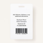 Badge Code barre photo de l'employé personnalisé Nom arc (Dos)