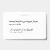 Badge Code barre photo de l'identification de l'employé  (Arrière)