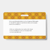 Badge Code barre photo de l'identification de l'employé  (Arrière)