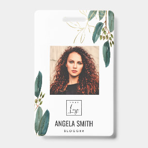 BADGE CODE BARRE PHOTO EMPLOYÉ EUCALYPTUS OR VERT
