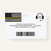 Badge Code barre photo personnalisée Dispatcher Ligne or (Dos)