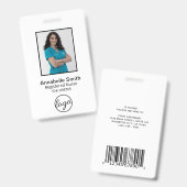 Badge Code barre simple - Employé photo (Avant & arrière)