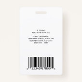 Badge Code barre simple - Employé photo (Dos)