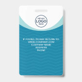 Badge Code-barres bleu d'employé d'entreprise avec photo (Arrière)